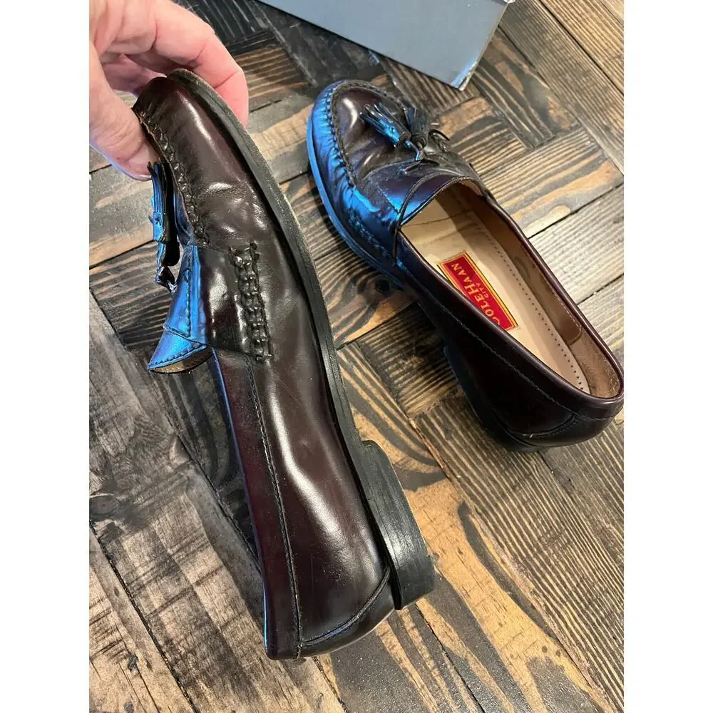 Cole Haan Pinch Tassel Penny Loafer Dress Shoes Men 8.5 Burgandy Preppy Academia